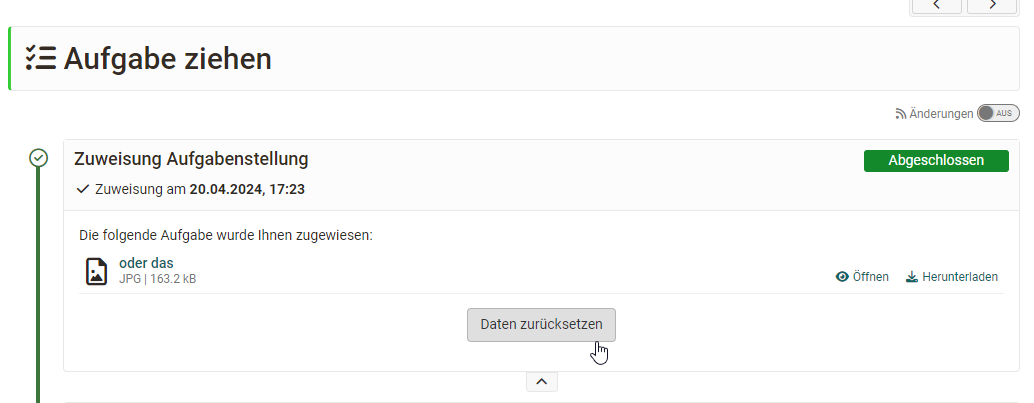 Daten zurücksetzen User