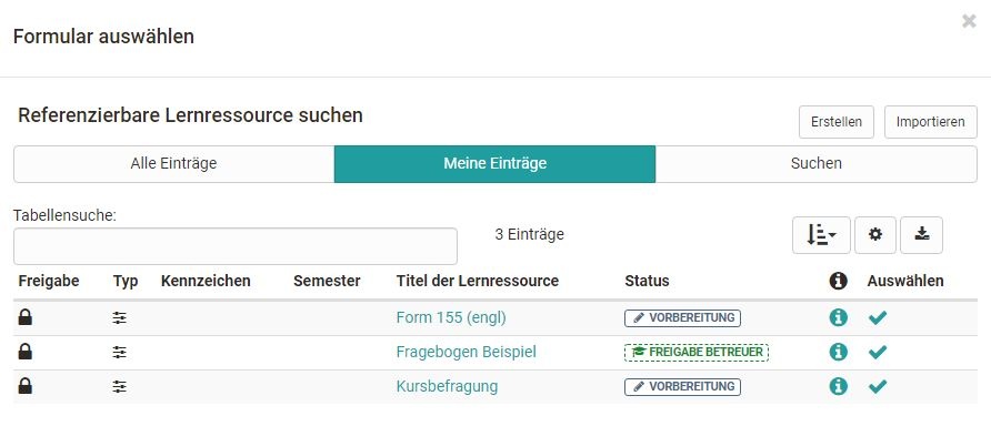 Formular Auswahldialog