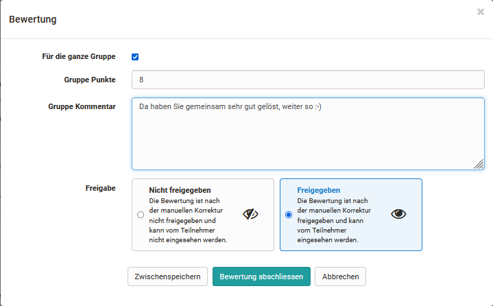 Gruppenaufgabe Gruppenbewertung