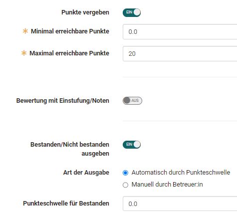 Kursbaustein Bewertung Punkte und bestanden