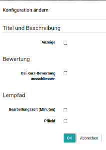 Kurskonfiguration - Konfiguration ändern