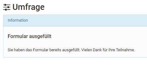Meldung Umfrage ausgefüllt