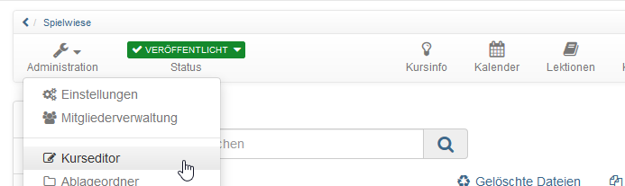 Administration, Link zum Kurseditor