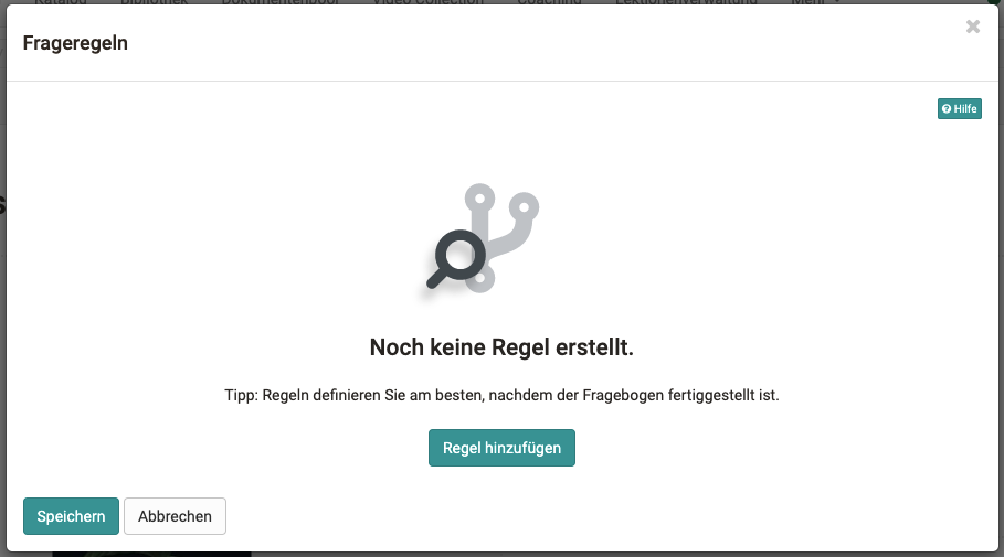 Dialog zu Erstellung von Frageregeln