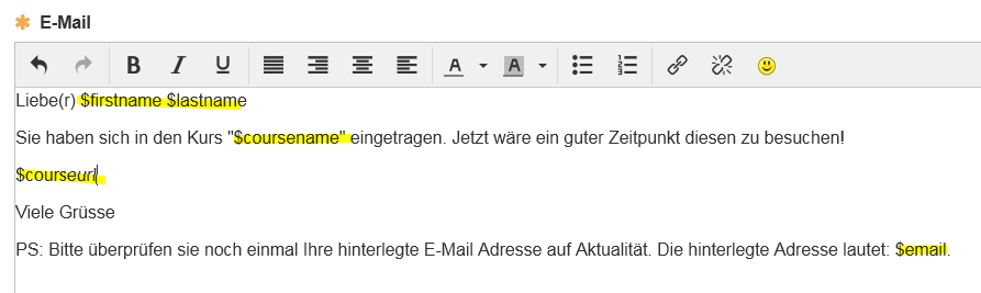 Erinnerung Mail