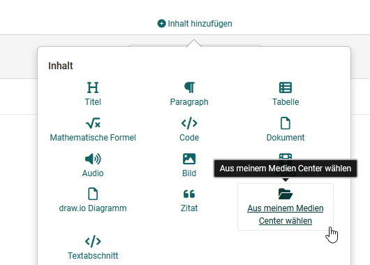 Medium auswählen aus dem Mediencenter1