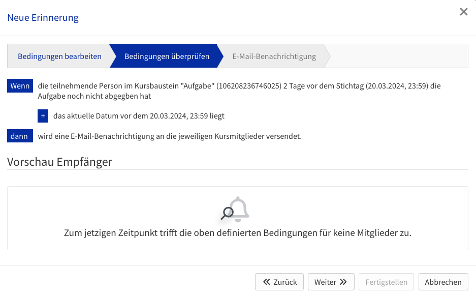 Erinnerung überprüfen