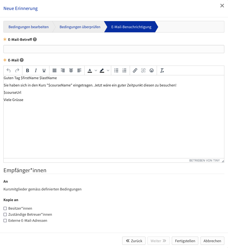 Nachrichtentext erfassen