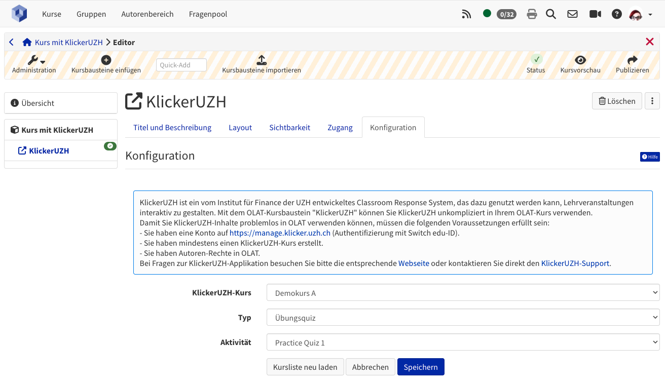 KlickerUZH Kurseditor