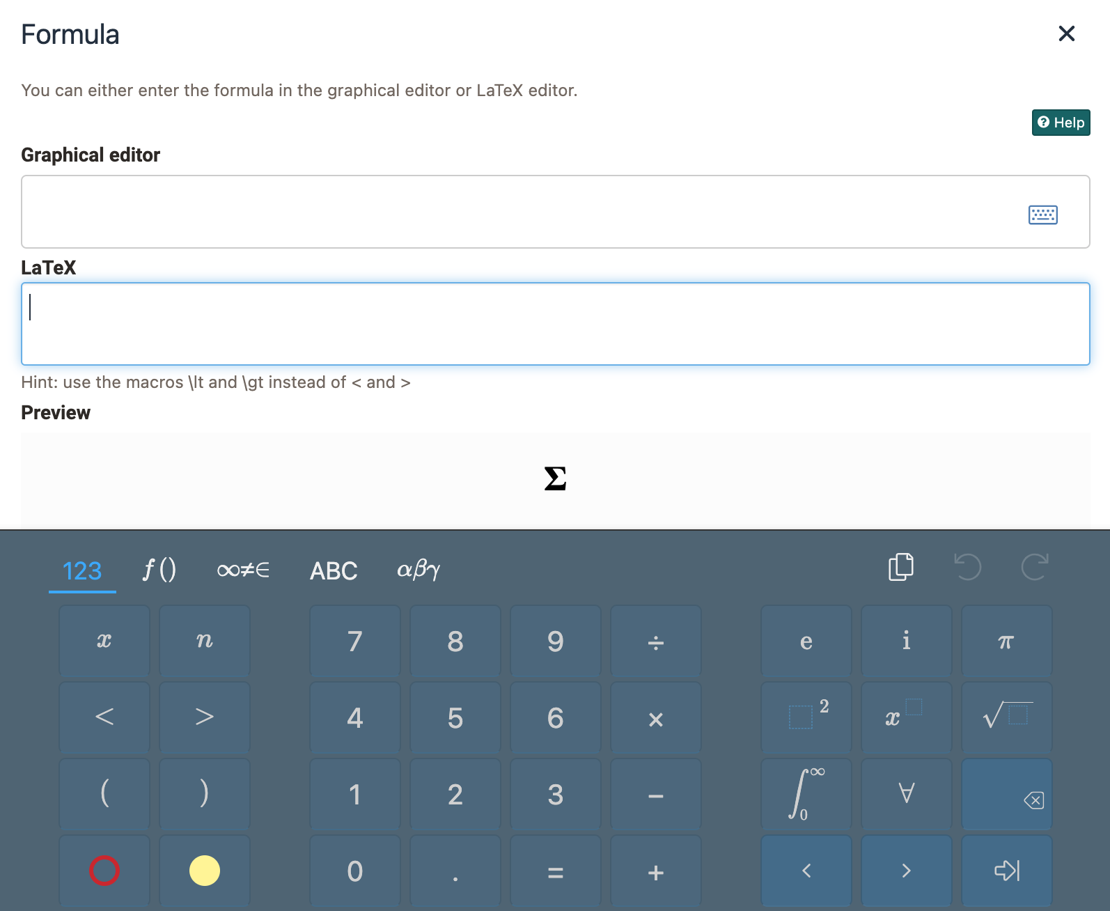 formula editor window