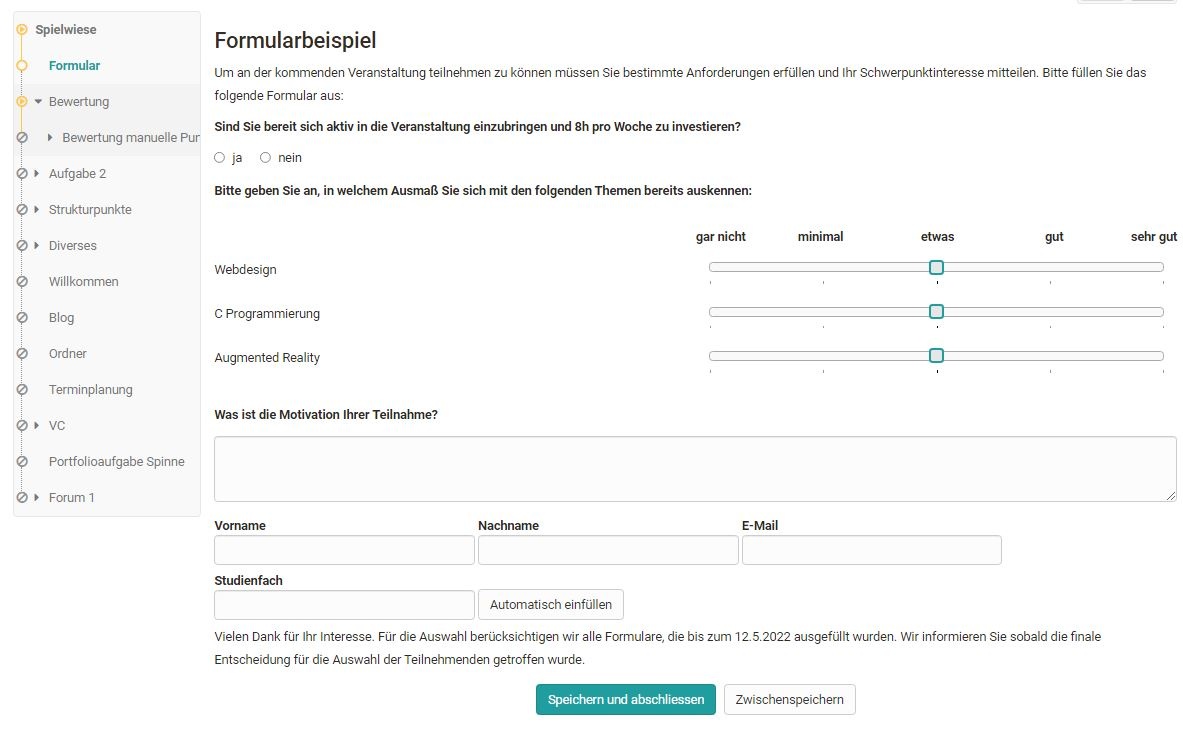 Form course run example