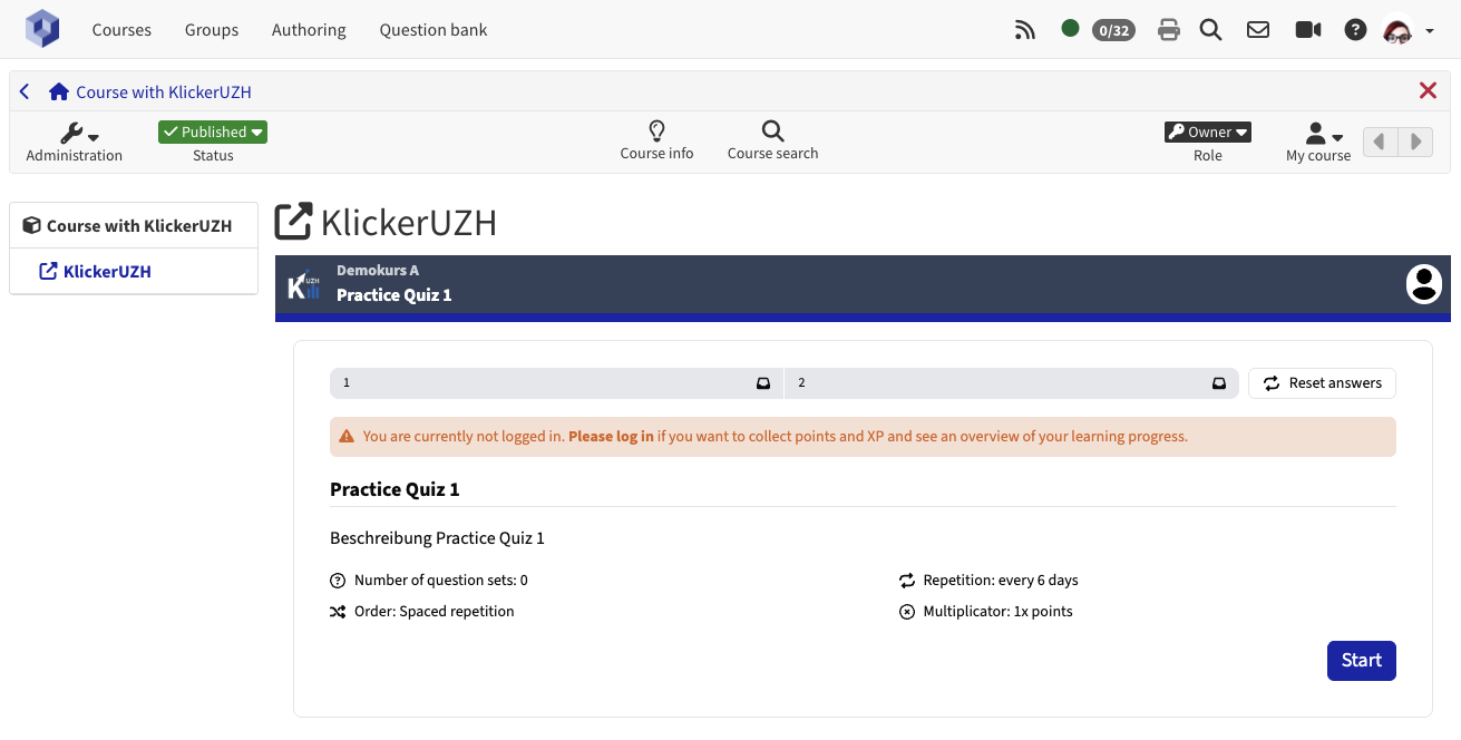 KlickerUZH course run